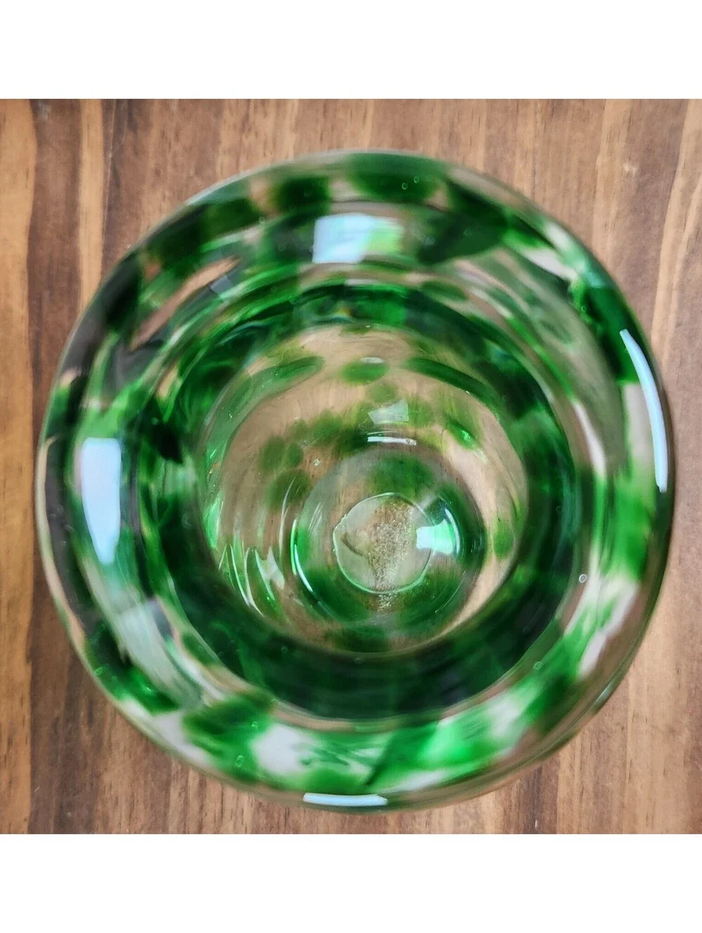 Signed Drew Ackerman '12 Hand Blown Art Glass Vase Clear Green Mottled 7